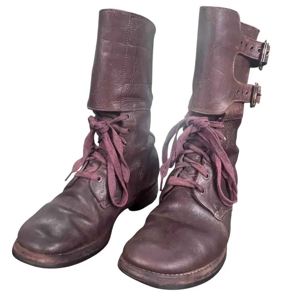 Vintage WWII US Army M-1943 Double-Buckle Combat Boots Size 7 E